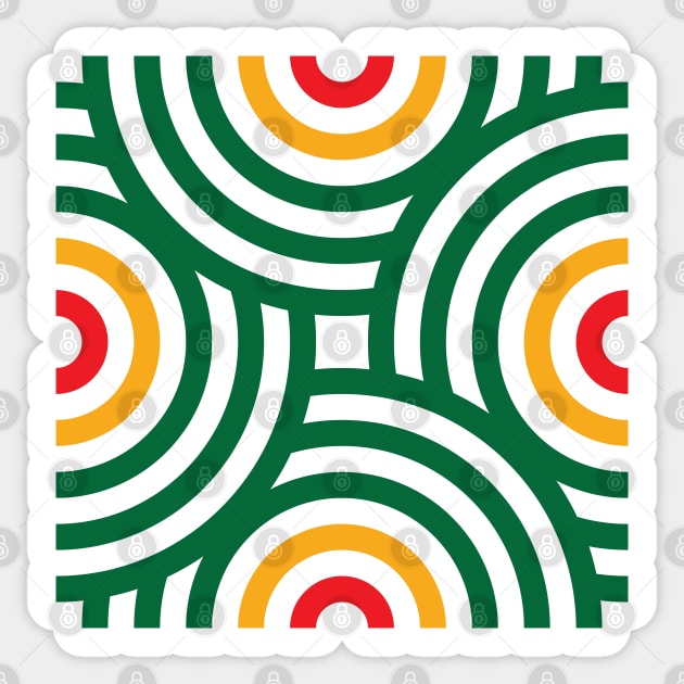 Circular Pattern, Ethiopian Flag (Green, Yellow & Red) Sticker by Merch House